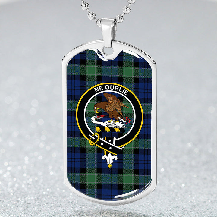 Graham of Menteith Plaid Modern Clan Badge Classic Tartan Dog Tag Necklace