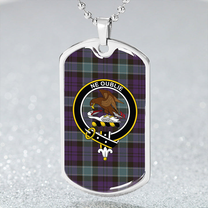 Graham of Menteith Plaid Weathered Clan Badge Classic Tartan Dog Tag Necklace