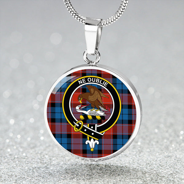 Graham of Menteith Red Ancient Clan Badge Tartan Classic Circle Necklace