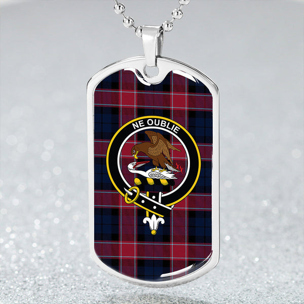 Graham of Menteith Red Modern Clan Badge Classic Tartan Dog Tag Necklace