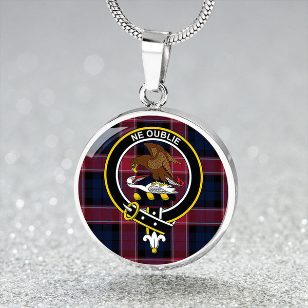 Graham of Menteith Red Modern Clan Badge Tartan Classic Circle Necklace