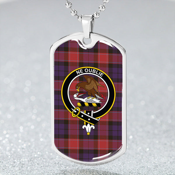 Graham of Menteith Red Weathered Clan Badge Classic Tartan Dog Tag Necklace