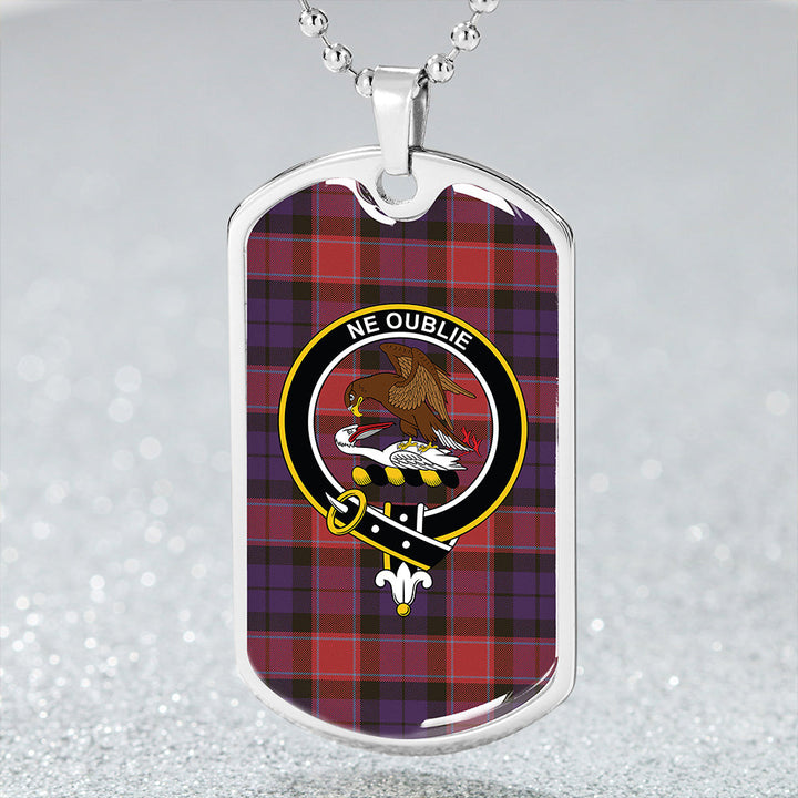 Graham of Menteith Red Weathered Clan Badge Classic Tartan Dog Tag Necklace