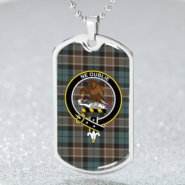 Graham of Menteith Weathered Clan Badge Classic Tartan Dog Tag Necklace