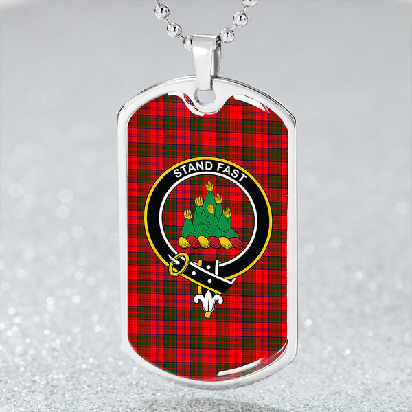 Grant Modern Clan Badge Classic Tartan Dog Tag Necklace