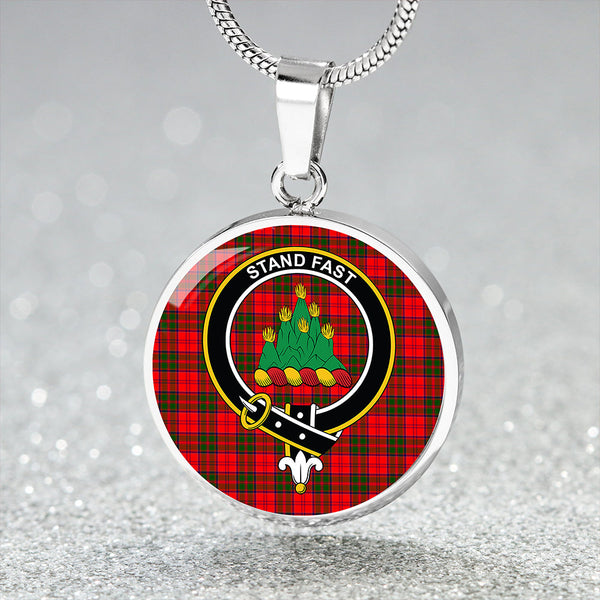 Grant Modern Clan Badge Tartan Classic Circle Necklace