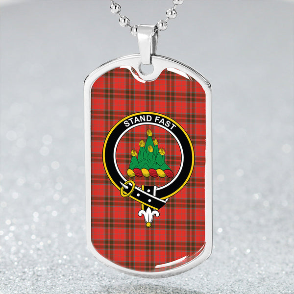 Grant Weathered Clan Badge Classic Tartan Dog Tag Necklace