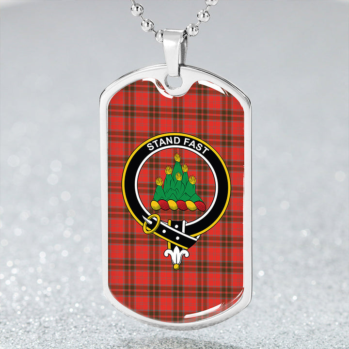 Grant Weathered Clan Badge Classic Tartan Dog Tag Necklace