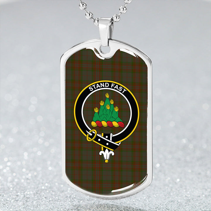 Gray Hunting Clan Badge Classic Tartan Dog Tag Necklace