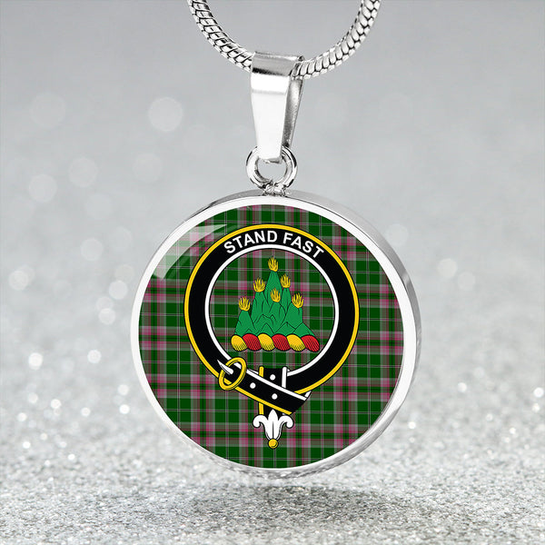 Gray Hunting Clan Badge Tartan Classic Circle Necklace