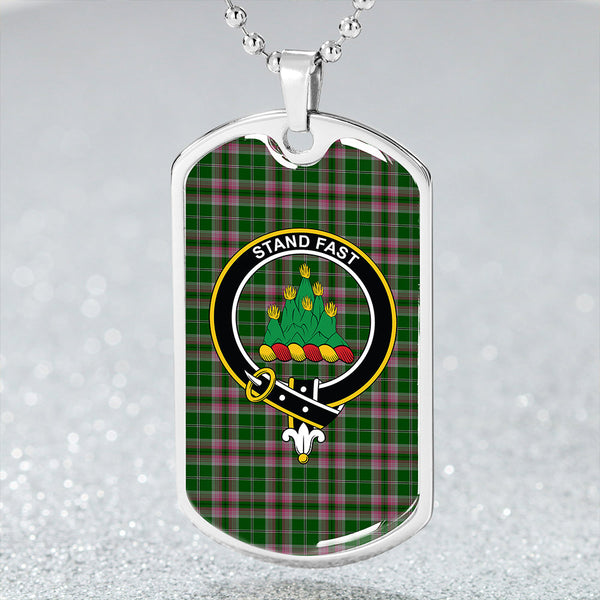 Gray Clan Badge Classic Tartan Dog Tag Necklace