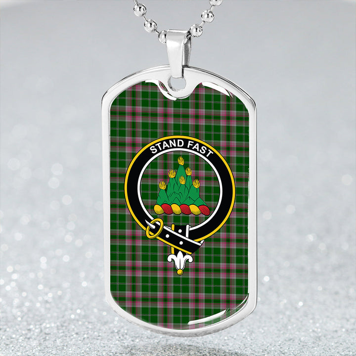 Gray Clan Badge Classic Tartan Dog Tag Necklace