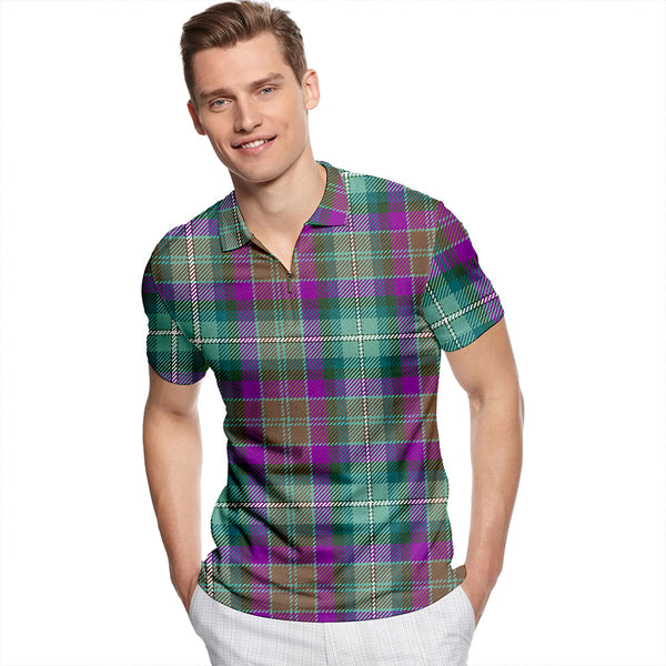 Grewar (MacGruar) Modern Tartan Classic Lapel Zip Short Sleeve Polo