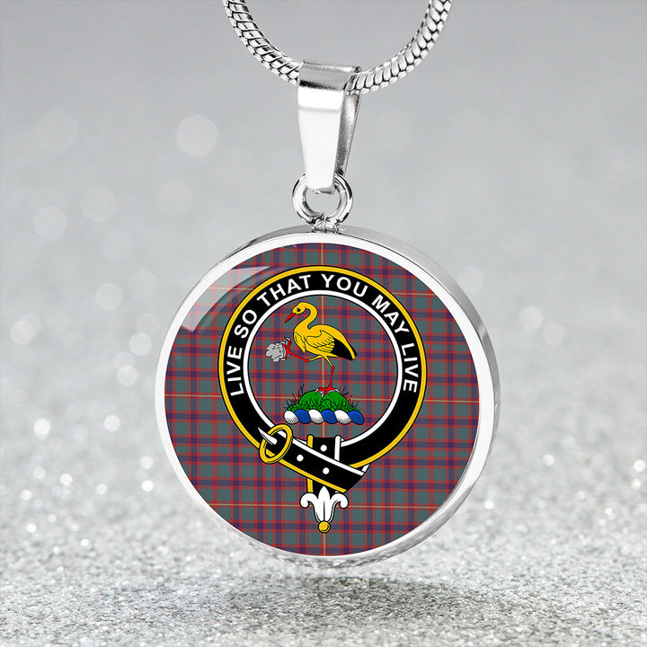 Hall Weathered Clan Badge Tartan Classic Circle Necklace