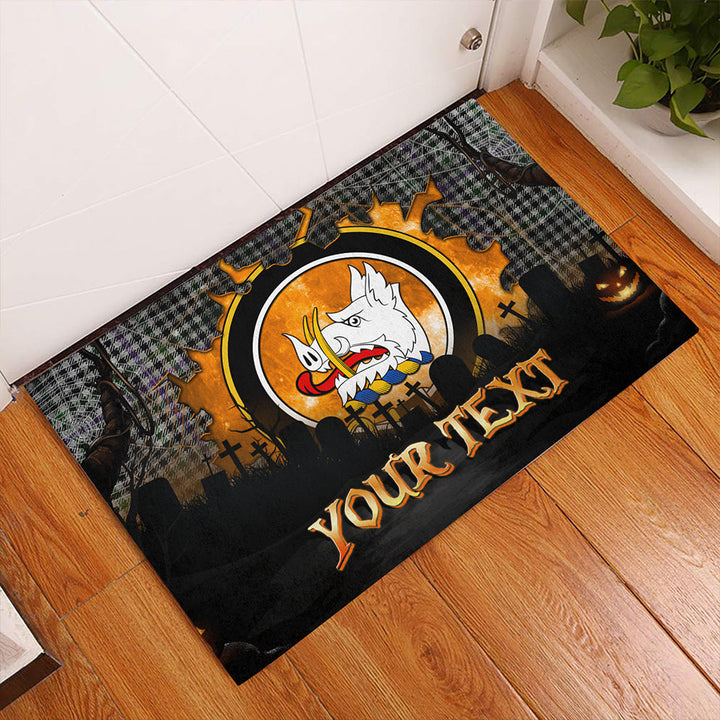 Halliday (Holliday) Ancient Clan Badge Tartan Personalize Doormat Happy Halloween Style
