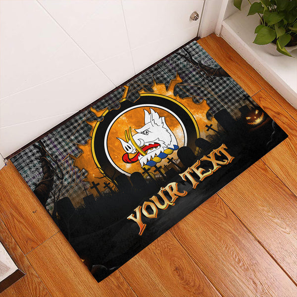 Halliday (Holliday) Modern Clan Badge Tartan Personalize Doormat Happy Halloween Style