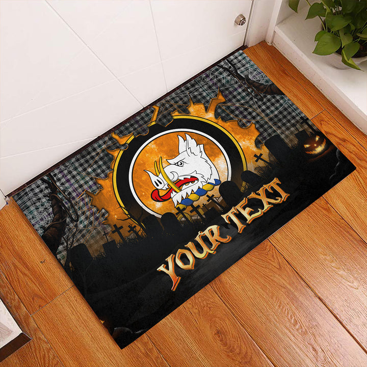 Halliday (Holliday) Modern Clan Badge Tartan Personalize Doormat Happy Halloween Style