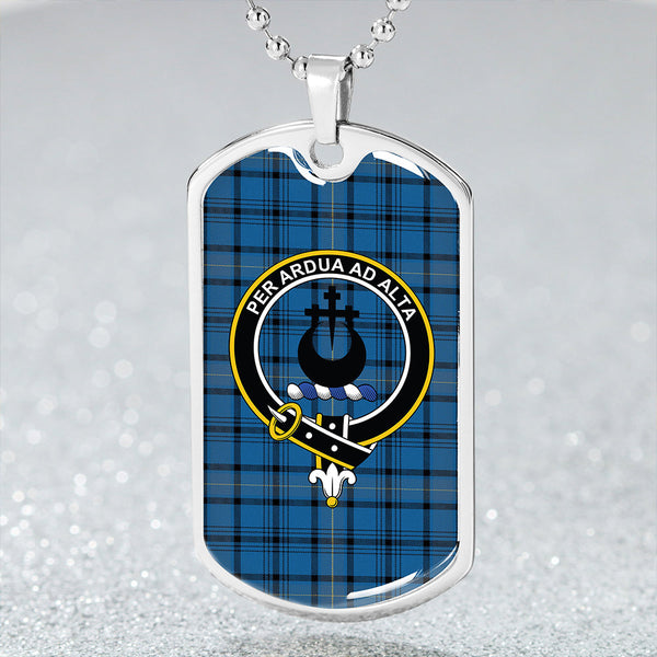 Hannay Blue (Haney Blue) Ancient Clan Badge Classic Tartan Dog Tag Necklace