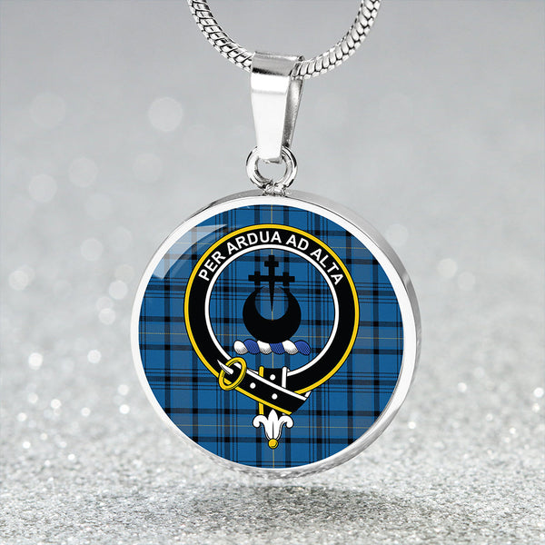 Hannay Blue (Haney Blue) Ancient Clan Badge Tartan Classic Circle Necklace