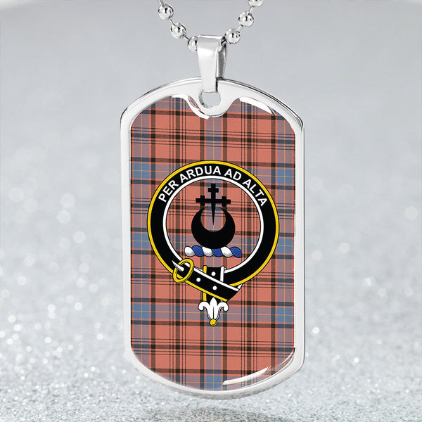 Hannay Dress (Haney Dress) Weathered Clan Badge Classic Tartan Dog Tag Necklace