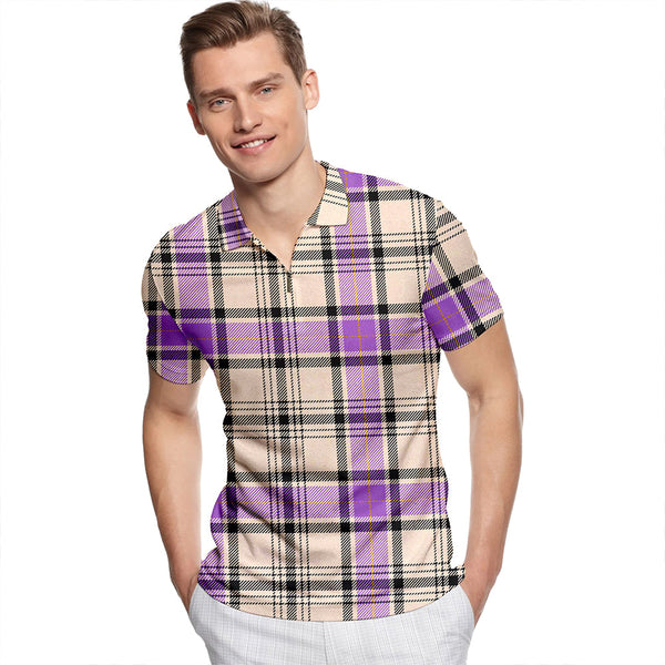 Hannay (Haney) (Hanna of Sorbie) Ancient Tartan Classic Lapel Zip Short Sleeve Polo