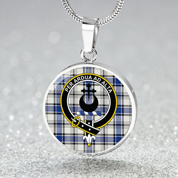 Hannay (Haney) (Hanna of Sorbie) Modern Clan Badge Tartan Classic Circle Necklace