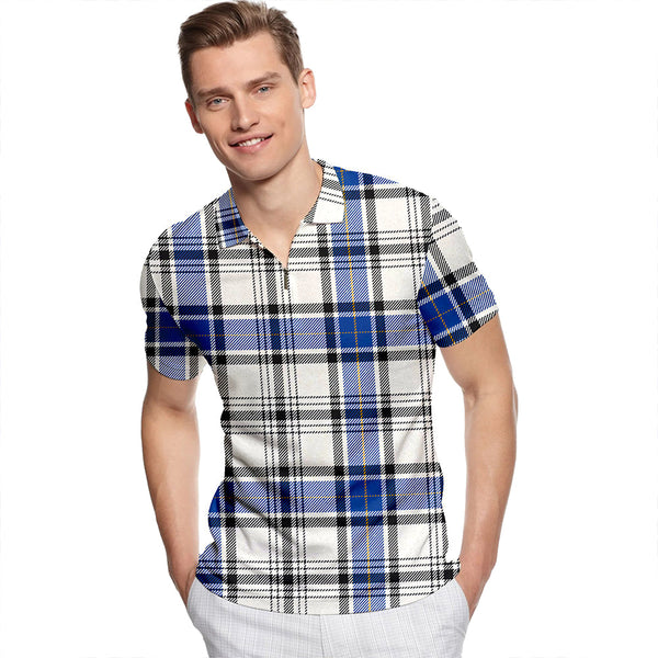 Hannay (Haney) (Hanna of Sorbie) Modern Tartan Classic Lapel Zip Short Sleeve Polo