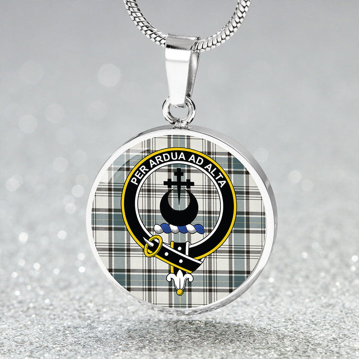 Hannay (Haney) (Hanna of Sorbie) Weathered Clan Badge Tartan Classic Circle Necklace