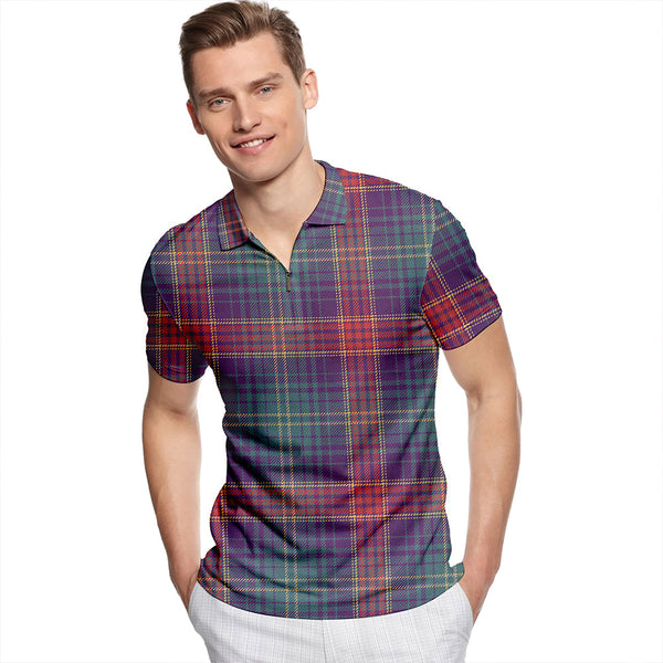 Hart Weathered Tartan Classic Lapel Zip Short Sleeve Polo