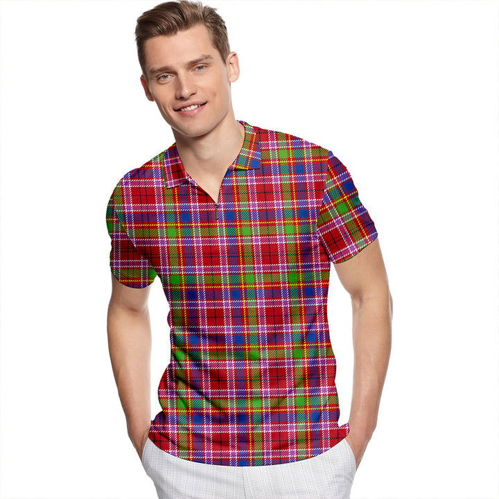Haughdale Modern Tartan Classic Lapel Zip Short Sleeve Polo
