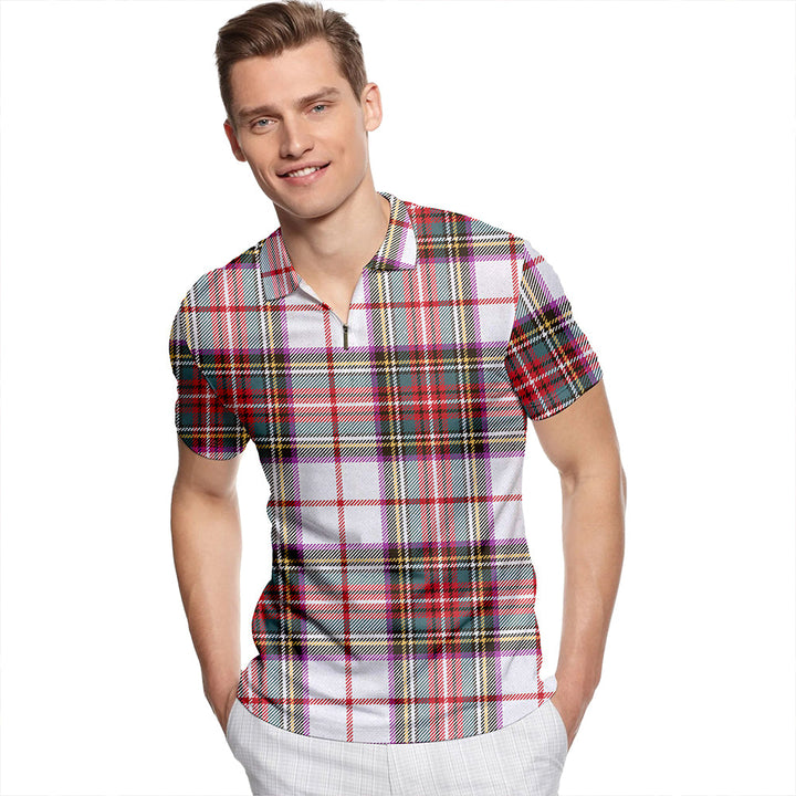 Hay #2 Weathered Tartan Classic Lapel Zip Short Sleeve Polo