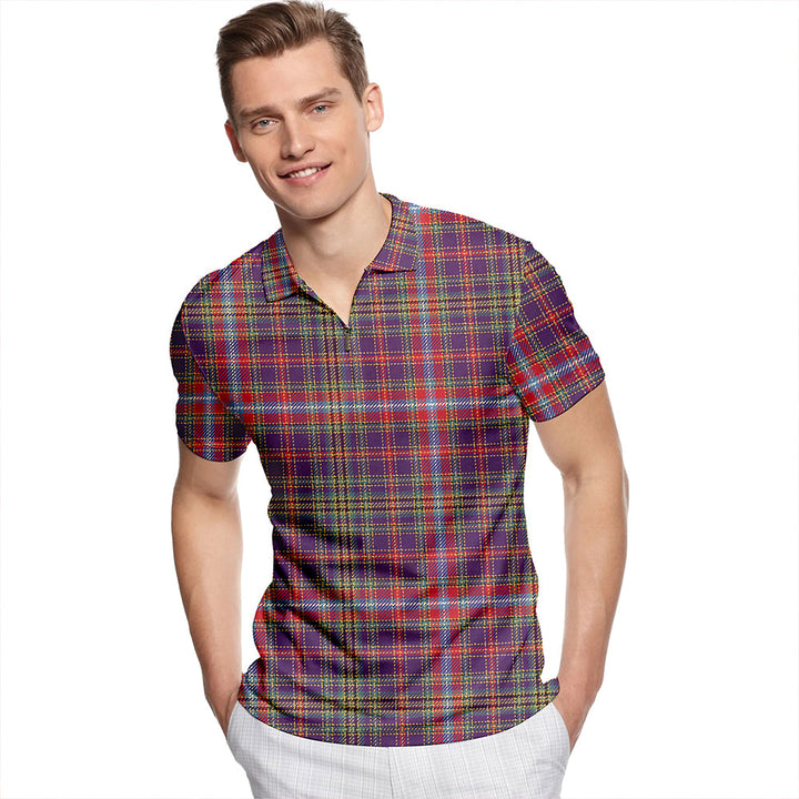 Hebridean Inner Hebrides Weathered Tartan Classic Lapel Zip Short Sleeve Polo