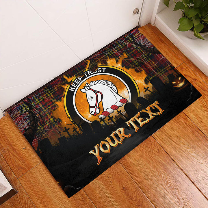 Hepburn Modern Clan Badge Tartan Personalize Doormat Happy Halloween Style