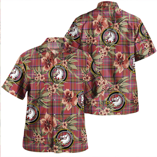 Hepburn Weathered Clan Badge Tartan Aloha Hawaiian Shirt Tropical Old Style