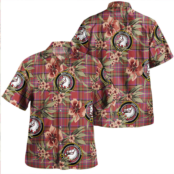 Hepburn Weathered Clan Badge Tartan Aloha Hawaiian Shirt Tropical Old Style