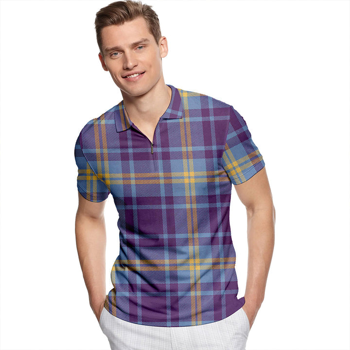 Hepburn #2 Weathered Tartan Classic Lapel Zip Short Sleeve Polo