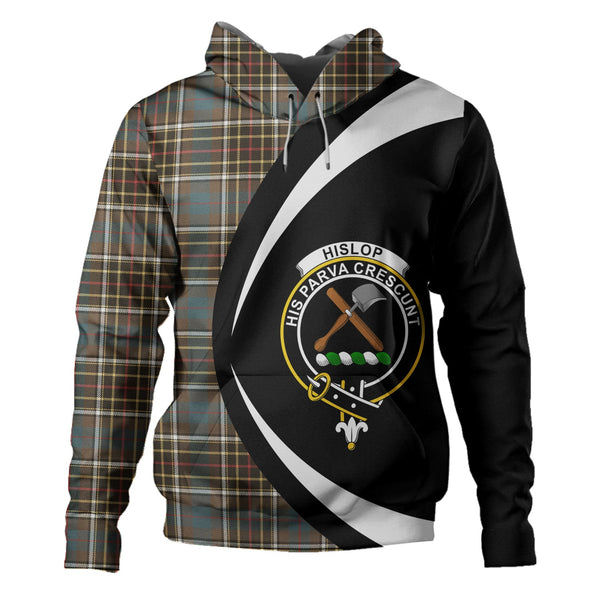 Hislop #2 Weathered Clan Badge Tartan Hoodie Circle Style
