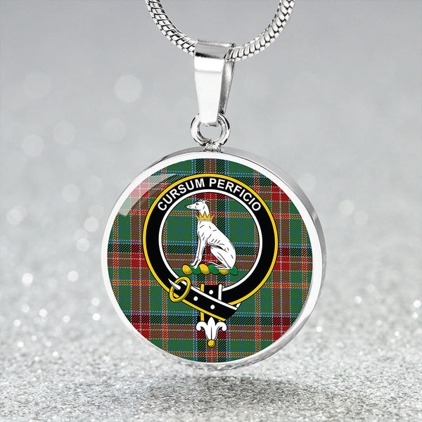 Hunter Old Modern Clan Badge Tartan Classic Circle Necklace