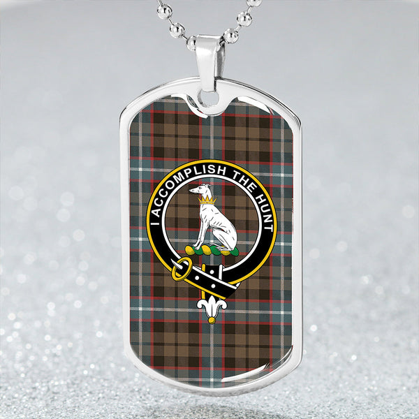 Hunter #2 (Michael #2) Weathered Clan Badge Classic Tartan Dog Tag Necklace