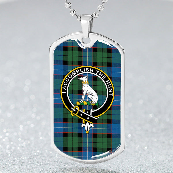 Hunter (Michael) Ancient Clan Badge Classic Tartan Dog Tag Necklace