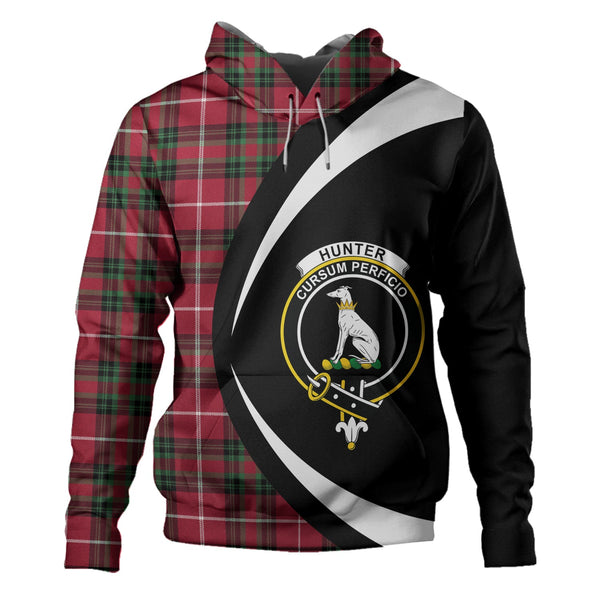 Hunter of Bute (Hunter Maroon) Modern Clan Badge Tartan Hoodie Circle Style