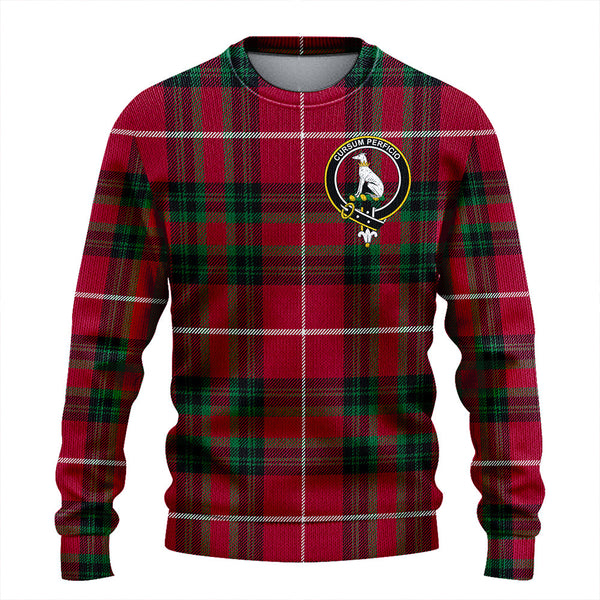 Hunter of Bute (Hunter Maroon) Modern Clan Badge Tartan Knitted Sweater
