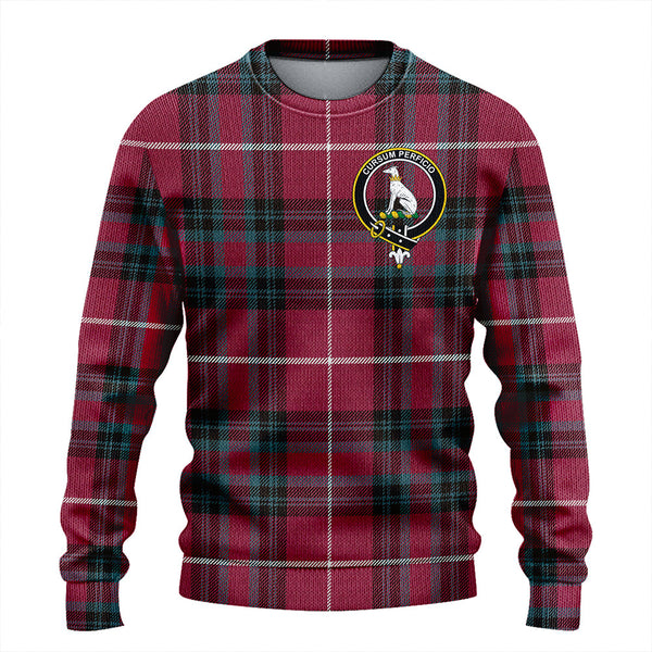 Hunter of Bute (Hunter Maroon) Weathered Clan Badge Tartan Knitted Sweater