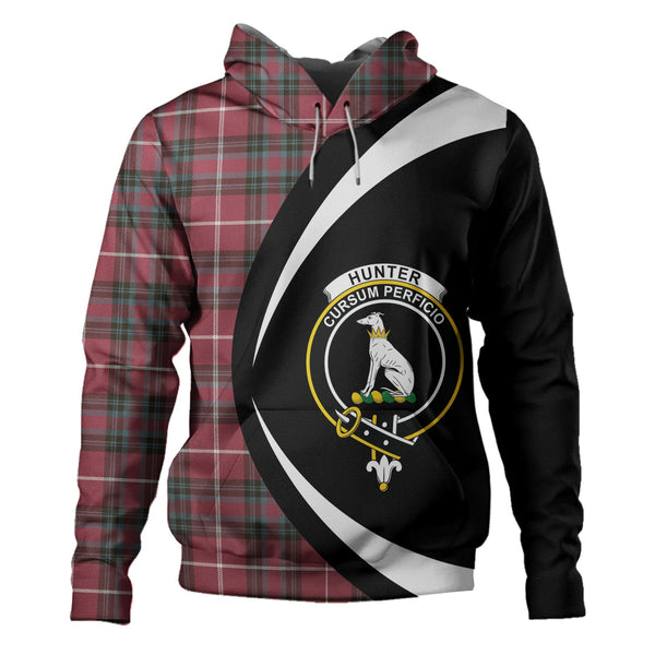Hunter of Bute (Hunter Maroon) Weathered Clan Badge Tartan Hoodie Circle Style