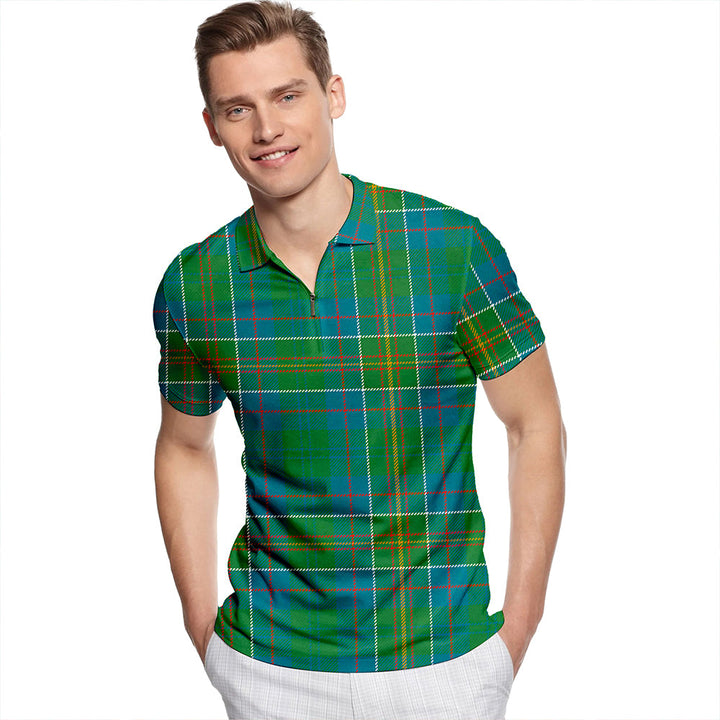 Hunter of Hunterston (Galbraith of Hunterston) Ancient Tartan Classic Lapel Zip Short Sleeve Polo