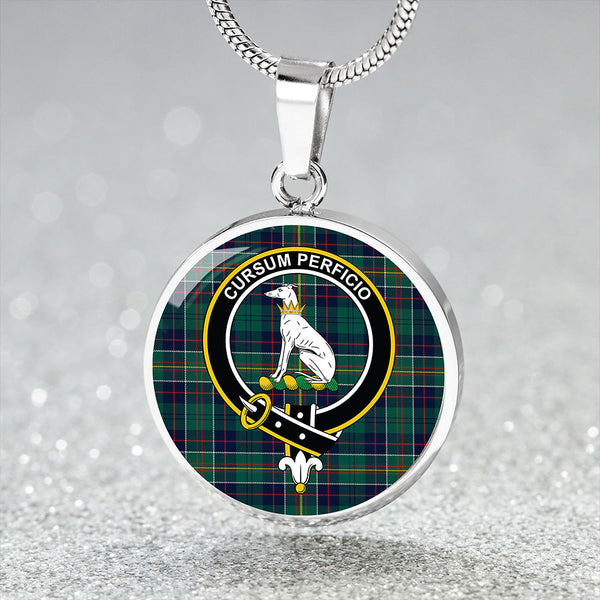 Hunter of Hunterston (Galbraith of Hunterston) Modern Clan Badge Tartan Classic Circle Necklace
