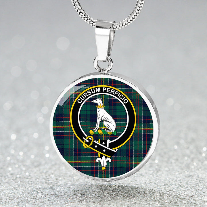 Hunter of Hunterston (Galbraith of Hunterston) Modern Clan Badge Tartan Classic Circle Necklace