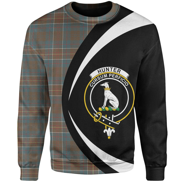 Hunter of Hunterston (Galbraith of Hunterston) Weathered Clan Badge Tartan Sweatshirt Circle Style Personalized