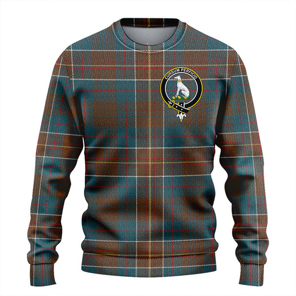 Hunter of Hunterston (Galbraith of Hunterston) Weathered Clan Badge Tartan Knitted Sweater