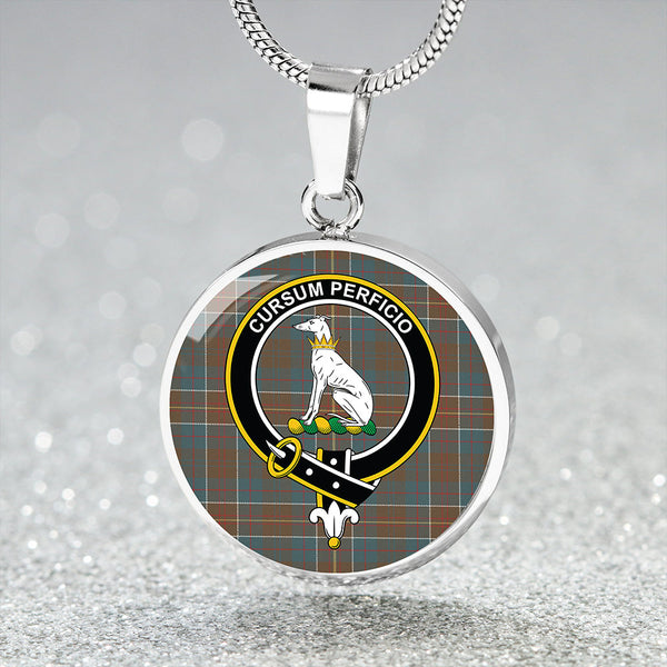 Hunter of Hunterston (Galbraith of Hunterston) Weathered Clan Badge Tartan Classic Circle Necklace